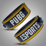 wo black and yellow gym belts with 'PUBG' and 'ESPORTS' written in white letters. The belts have a simple buckle and yellow trim.