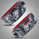 Close-up of the Berserker weightlifting belt's intricate warrior design and durable craftsmanship.