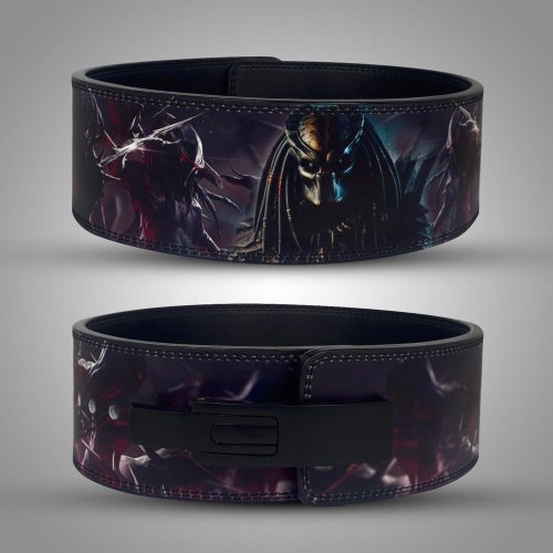 Predator-Inspired Weightlifting Belt with leather construction, back support, and bold tactical design