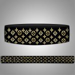 Designer-inspired LV weightlifting belt made from premium leather for gym and powerlifting use.