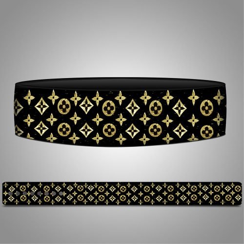 Designer-inspired LV weightlifting belt made from premium leather for gym and powerlifting use.