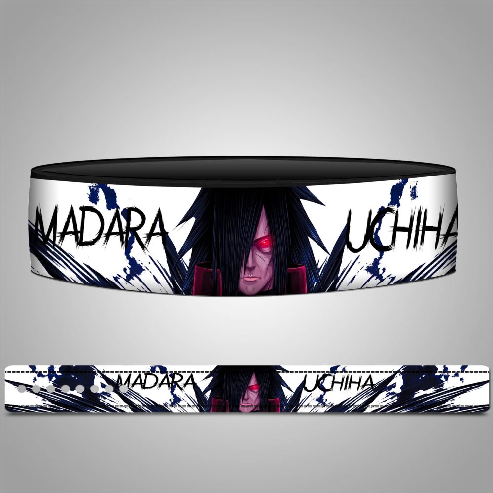 Powerlifting lever belt featuring Madara Uchiha artwork for strength and support.