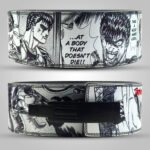 Berserk manga weightlifting belt featuring Guts in black-and-white comic panels with red Berserk logo design.