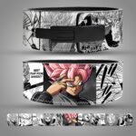 Goku Black Anime Weightlifting Belt featuring pink-haired Goku Black design with manga-style background and bold black stitching.