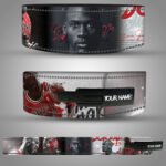 Michael Jordan weightlifting lever belt featuring a bold black design with iconic player graphics and name prints.