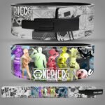 One Piece Weightlifting Belt featuring colorful anime characters and manga-style artwork.
