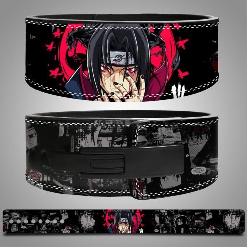Itachi uchiha Leather weightlifting belt featuring Itachi Uchiha artwork from Naruto series.