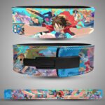 One Piece weightlifting belt with Luffy and crew artwork