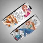 One Piece Nami gym belt with premium leather and manga panel print