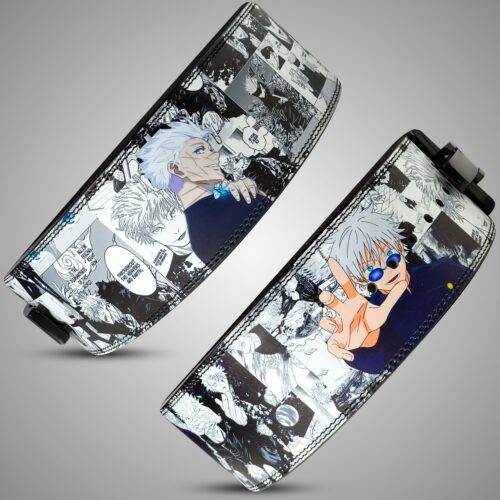 Side view of Satoru Gojo weightlifting belt providing firm core support during lifting