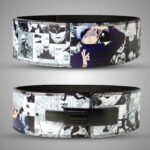 Satoru Gojo anime weightlifting belt with detailed Jujutsu Kaisen artwork on leather