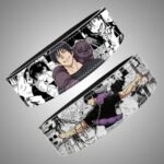 Leather gym belt inspired by Toji, showcasing detailed manga scenes and a bold colored character design.