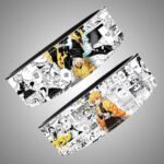 Demon Slayer Zenitsu weightlifting belt with comic panels and thunder breathing design, perfect for anime gym lovers.