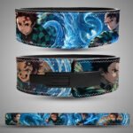 Tanjiro-themed weightlifting belt featuring dynamic water breathing sword art design.