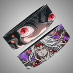 Demon Slayer Muzan anime gym belt. Dual design showing his white-haired combat form and black lever buckle. Heavy-duty lifting belt.