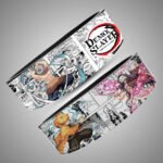 Kimetsu no Yaiba powerlifting belt. Tanjiro Kamado Sun Breathing art with manga panels. Heavy-duty black lever buckle for core support.