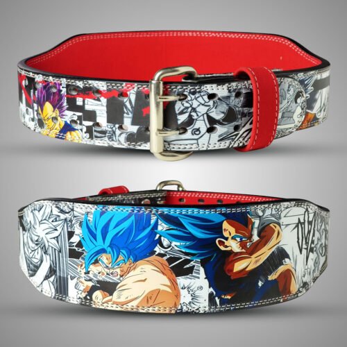 oku Vegeta anime weightlifting belt 4 inch wide with 7mm leather and double prong buckle