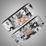 Demon Slayer Inosuke anime gym belt. Black and white manga panels with "Explosive Awakening" text. Heavy-duty black lever buckle belt.