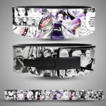 Shinobu Kocho Demon Slayer gym belt with purple butterfly patterns and a black steel lever.