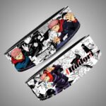 uji Itadori Jujutsu Kaisen weightlifting belt with blue cursed energy art and a black steel lever buckle.