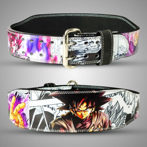 Goku Black anime weightlifting belt 4 inch wide with 7mm leather and double prong buckle