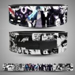 Solo Leveling Sung Jinwoo Shadow Monarch lever weightlifting belt with black buckle.