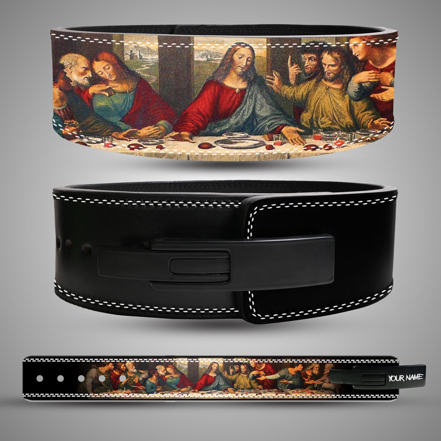 THE-LAST-SUPPER-Weight-Lifting-Belt 13mm Last Supper gym belt with black lever buckle