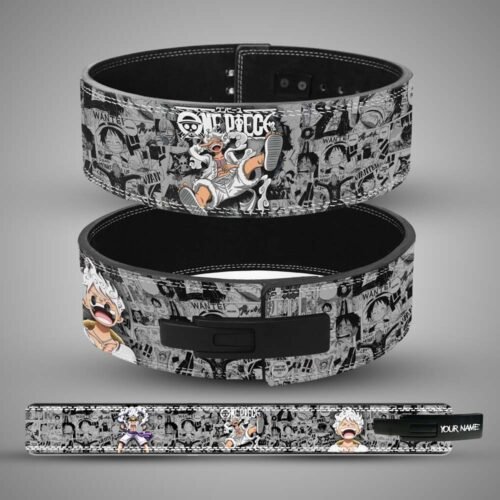 Premium leather One Piece Luffy anime powerlifting belt for gym workouts