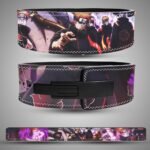 Custom split leather 13mm anime weightlifting belt featuring Six Paths of Pain print.