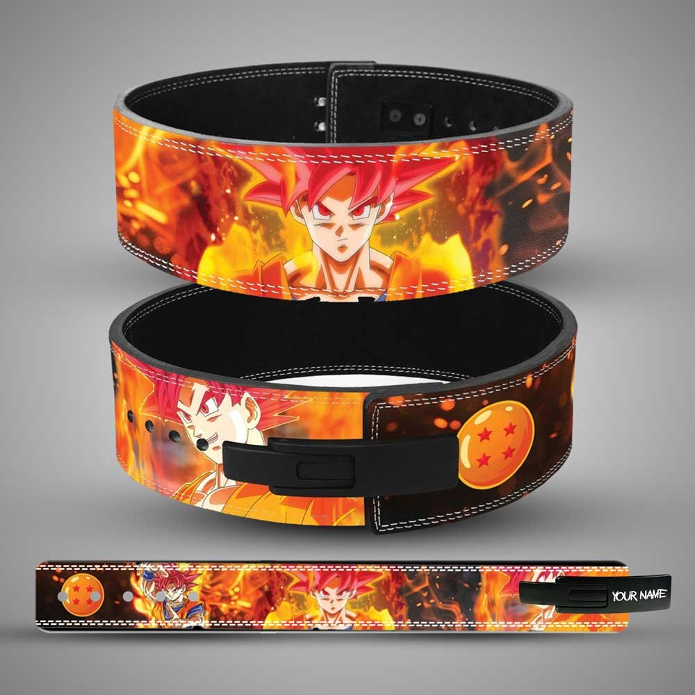 Super-Saiyan-God-Goku-Weightlifting-Belt Super Saiyan God Goku anime weightlifting lever belt