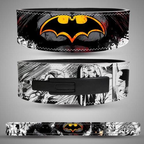 Premium leather Batman comic weightlifting lever belt for heavy gym training