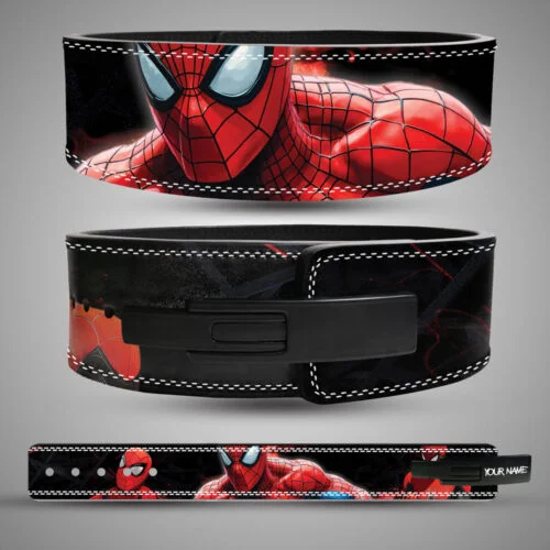 Custom split leather 13mm Web Slinger superhero weightlifting lever belt.