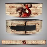 Christian Weightlifting Lever Belt featuring Jesus carrying the cross on premium leather