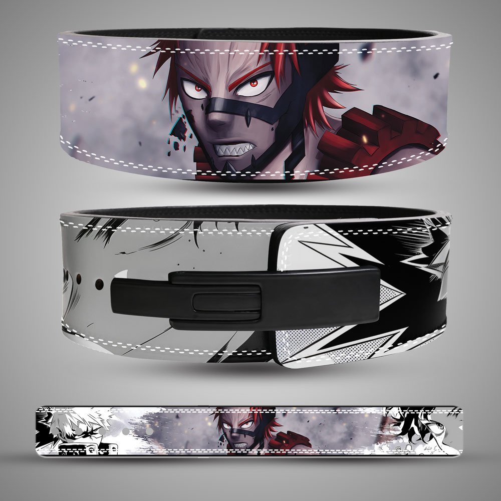 Eijiro-Kirishima-Weightlifting-Belt Eijiro Kirishima Unbreakable Weightlifting Lever Belt with manga artwork and premium leather design