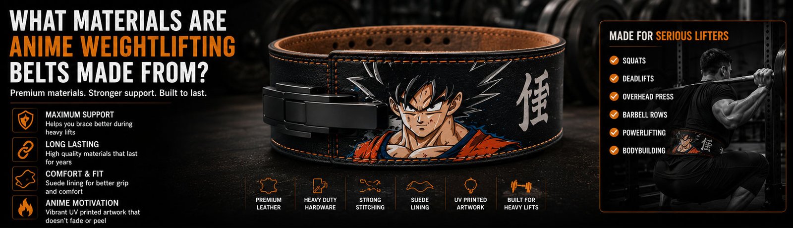 Leather material close-up in anime weightlifting belt construction guide