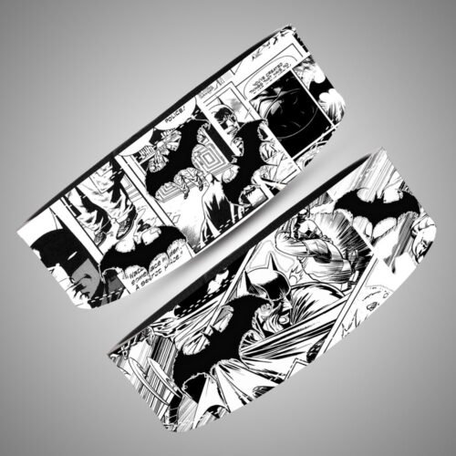 Front view of Batman weightlifting belt showing bold bat emblem and lever buckle