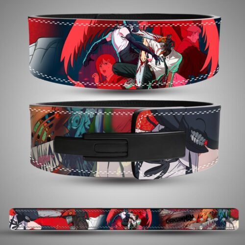 Chainsaw Man Weightlifting Lever Belt featuring Denji artwork on premium leather