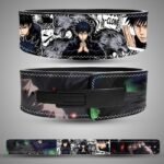 Megumi Fushiguro Weightlifting Lever Belt featuring manga panels and Divine Dogs artwork.