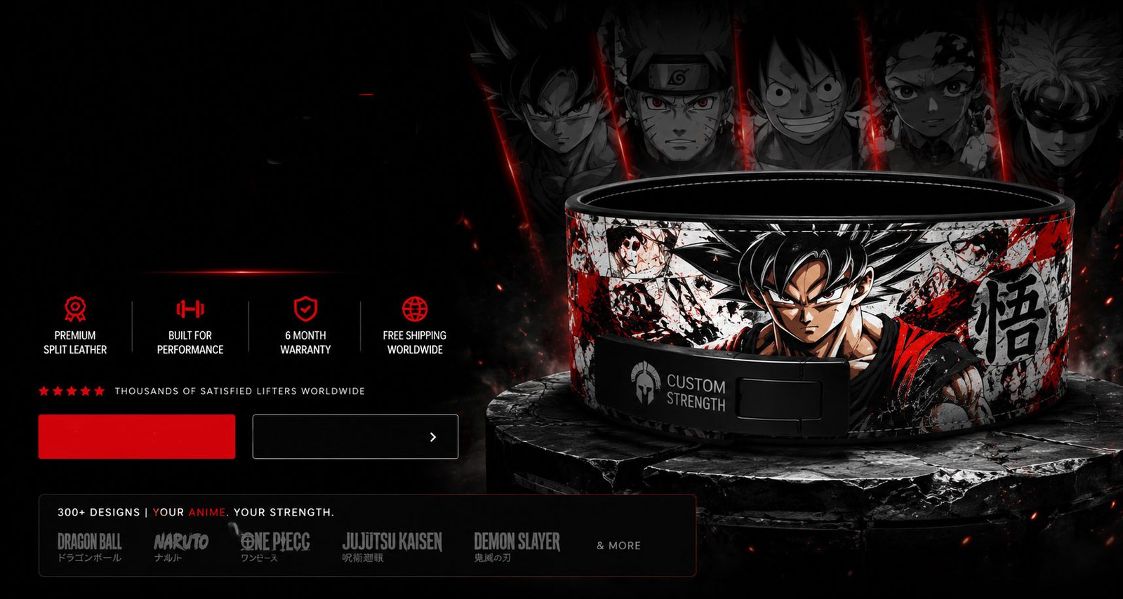 Premium custom weightlifting belts for powerlifting featuring anime-inspired leather lifting belts.