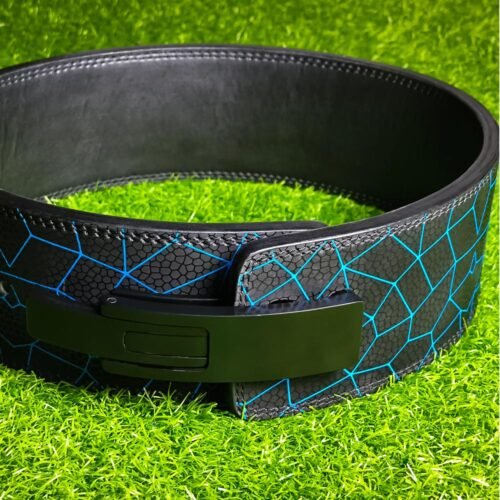 Front view of Blue Phantom Skull weightlifting lever belt