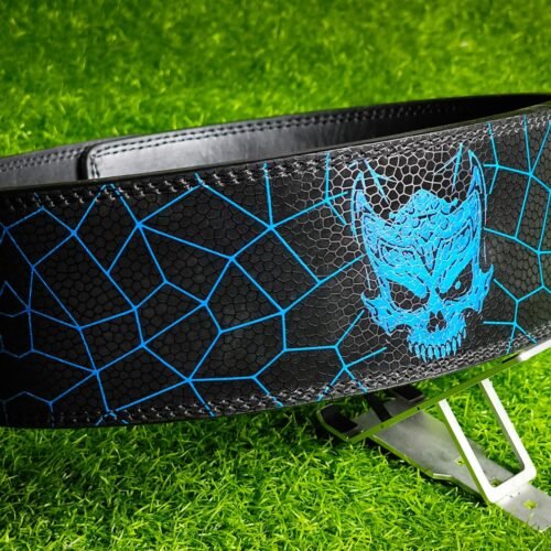 Back view of Blue Phantom Skull lever belt