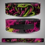 Cobra print lever belt worn during squat and deadlift session