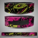 Premium split leather weightlifting belt with viper snake print design
