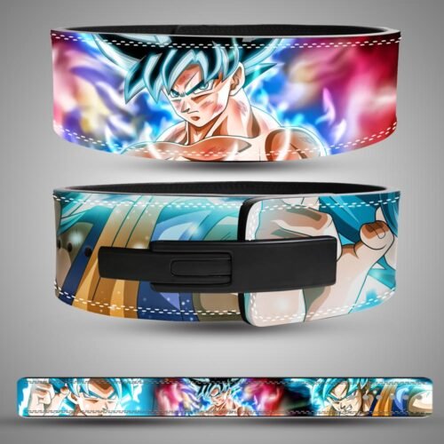 Goku Saiyan Pride anime lever belt with Super Saiyan Blue portrait artwork