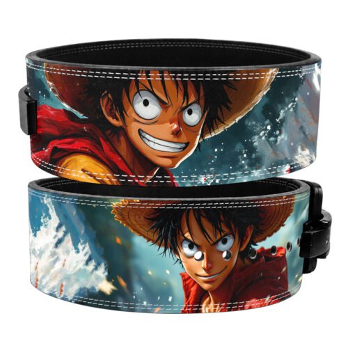 Side profile of Luffy anime lever belt showing 13mm split leather thickness