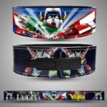 Voltron weightlifting lever belt with armored robot portrait and space background artwork