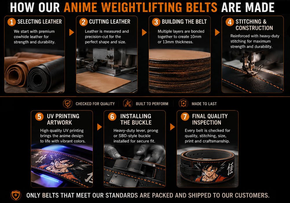Manufacturing process for custom anime weightlifting belts