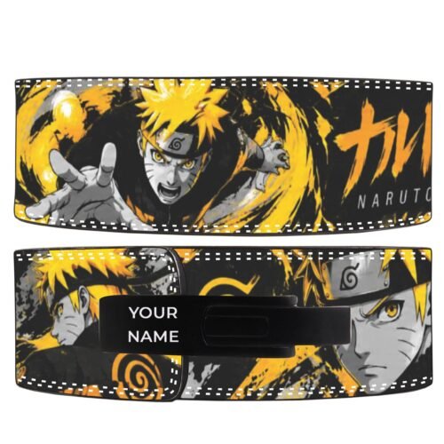 Naruto weightlifting belt with swirling chakra energy design