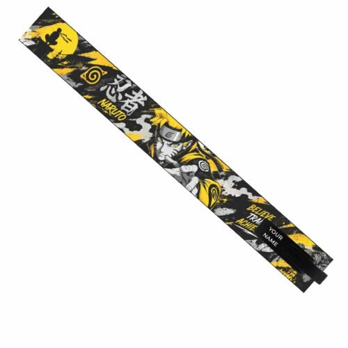 Naruto lifting belt showing village scene and lever buckle