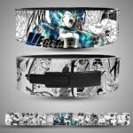 Vegeta Blue Overdrive anime lever belt with electric energy manga panel artwork